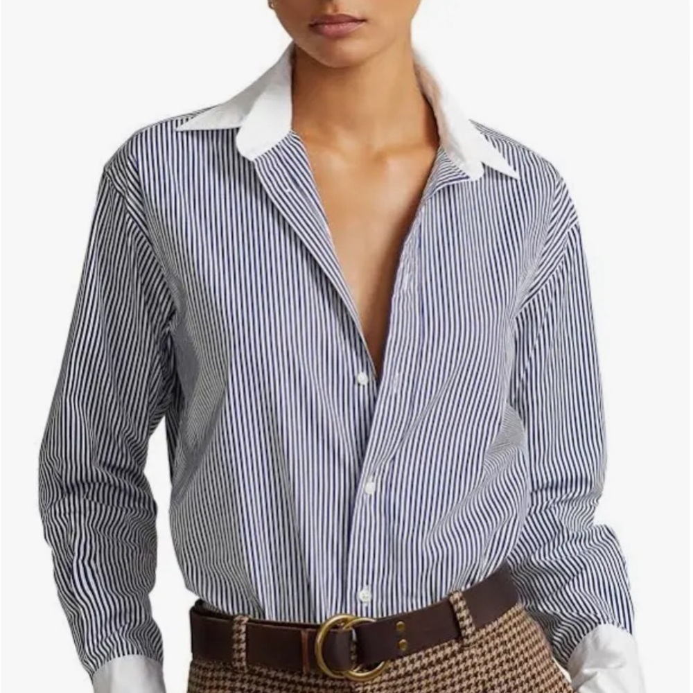 Preppy Jones New York Stripped Button-Down SHIRT no-iron Size 12 - Picture 10 of 12